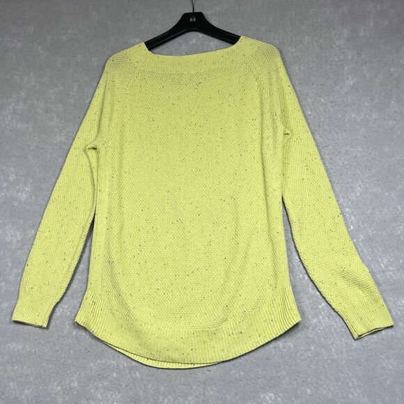 Loft Sweater Womens Size Medium Green Cotton Tight Knit Boat Neck Long Sleeve - Picture 7 of 10